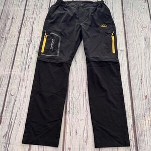 Men Convertible Zip Off QuickDrying Walking 2in1 MultiPocket Cargo Black Pant XL